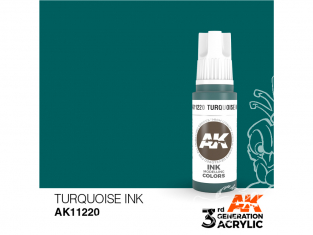 Ak interactive peinture acrylique 3G AK11220 Encre turquoise 17ml
