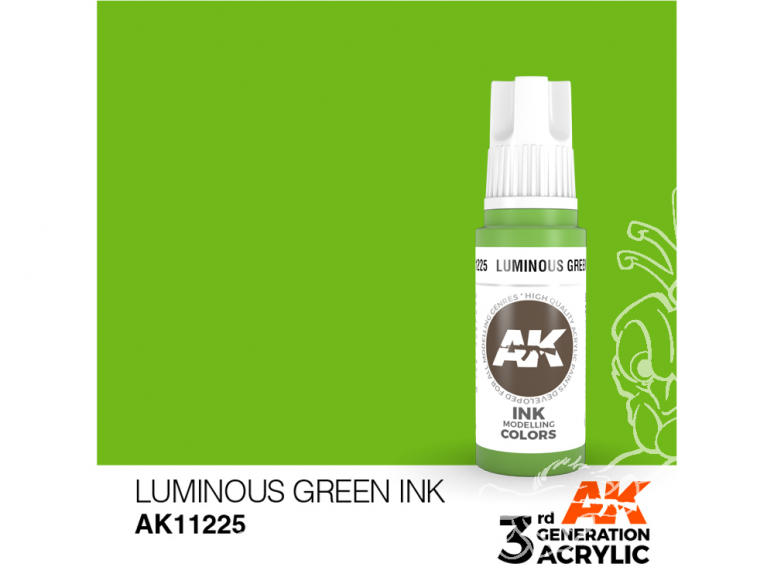 Ak interactive peinture acrylique 3G AK11225 Encre vert lumineux 17ml