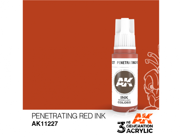 Ak interactive peinture acrylique 3G AK11227 Encre rouge pénétrant 17ml