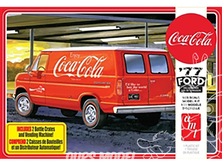 AMT maquette voiture 1173 Ford Van 1977 avec distributeur automatique et caisses "Coca-Cola" 1/25
