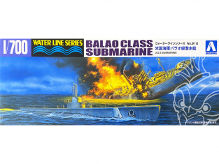 Aoshima maquette bateau 52099 Sous-marin Classe Balao U.S.S. Water Line Series 1/700