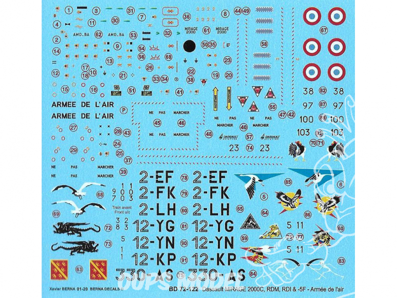 Decalques Berna decals BD72-122 Dassault Mrirage 2000CRCI RDM ET -5F 1/72