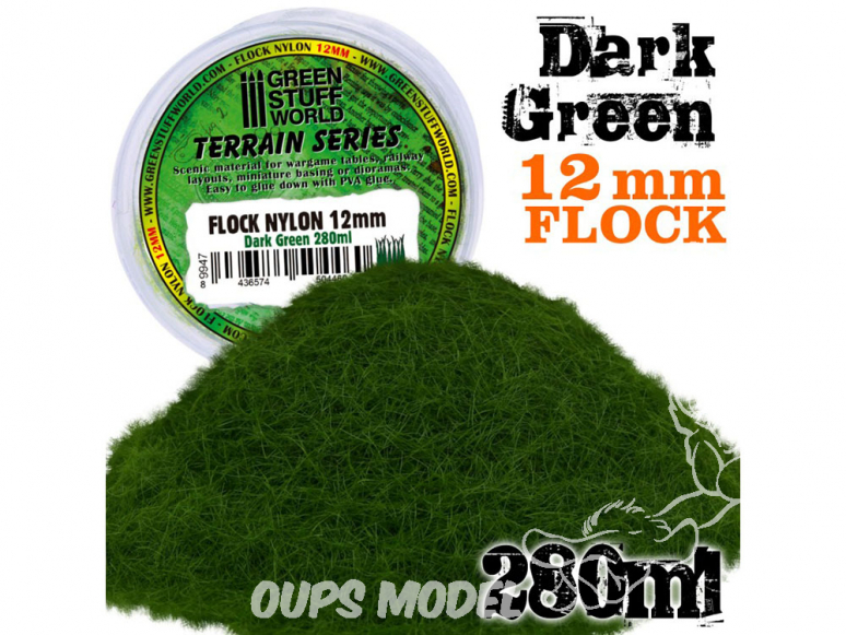 Green Stuff 504460 Herbe Statique 12mm Vert Foncé 280ml