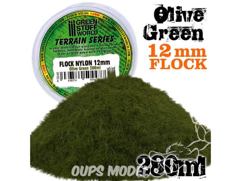 Green Stuff 504477 Herbe Statique 12mm Vert Olive 280ml