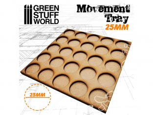 Green Stuff 502886 Plateaux de Mouvement MDF 25mm 5x5 - Hordes en Ligne