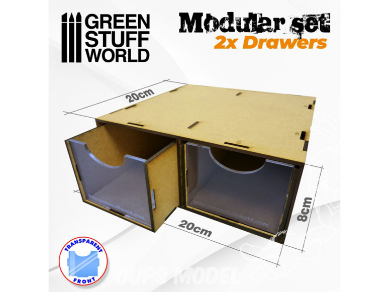 Green Stuff 505283 Ensemble modulaire 2x tiroirs MDF