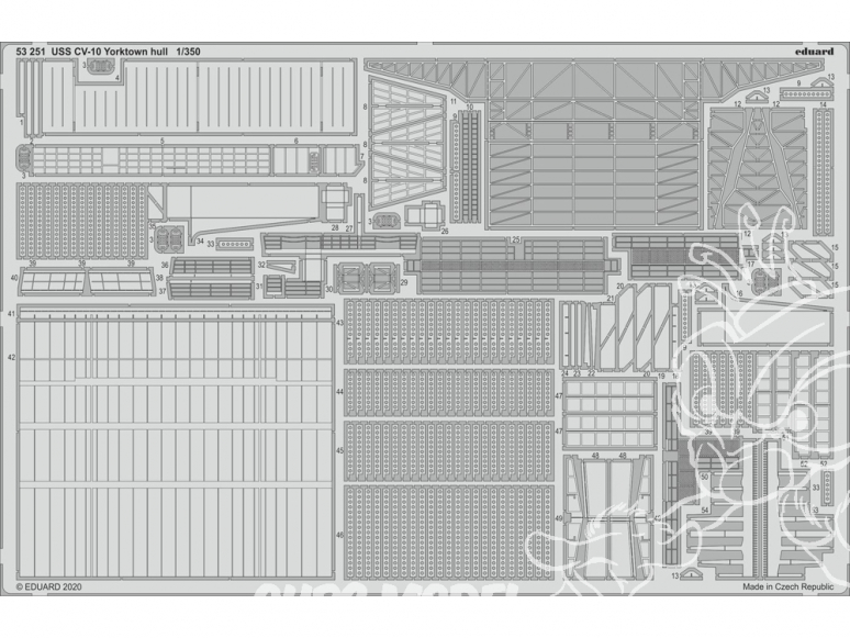 Eduard photodecoupe bateau 53251 USS CV-10 Yorktown Pont Trumpeter 1/350