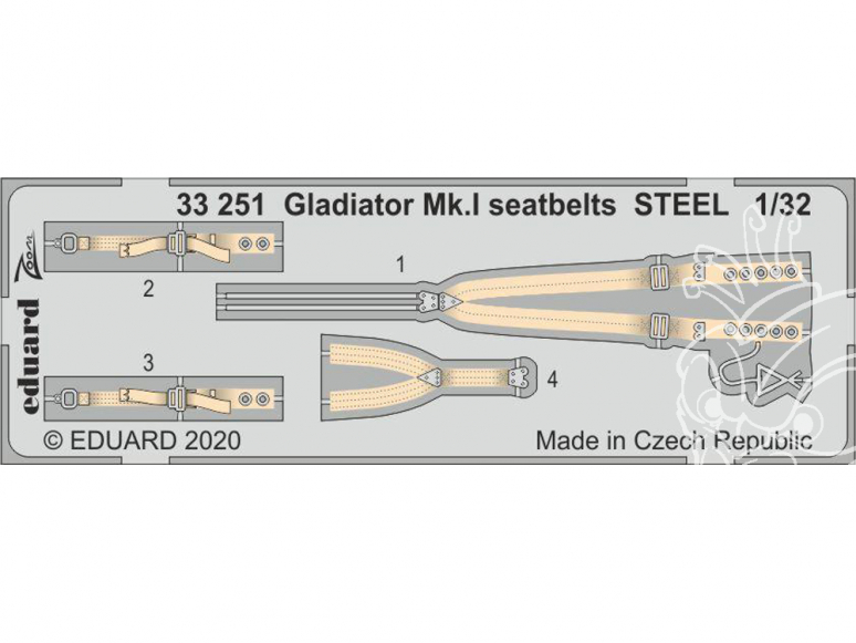 Eduard photodécoupe avion 33251 Harnais métal Gladiator Mk.I Icm 1/32