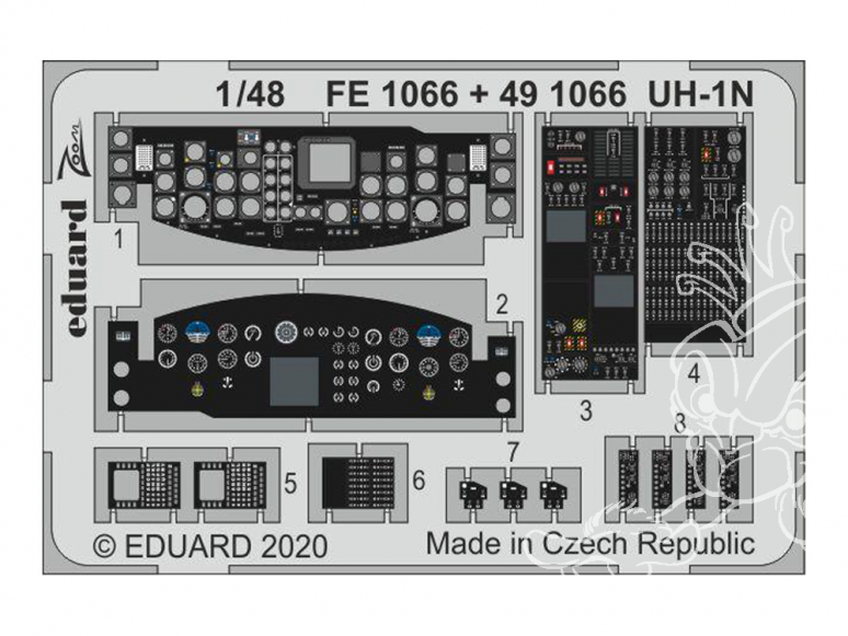 EDUARD photodecoupe hélicoptère 491066 Amélioration UH-1N Kitty Hawk 1/48