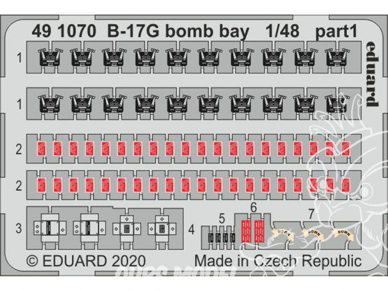 EDUARD photodecoupe avion 491070 Baie de bombes B-17G Hk Models 1/48