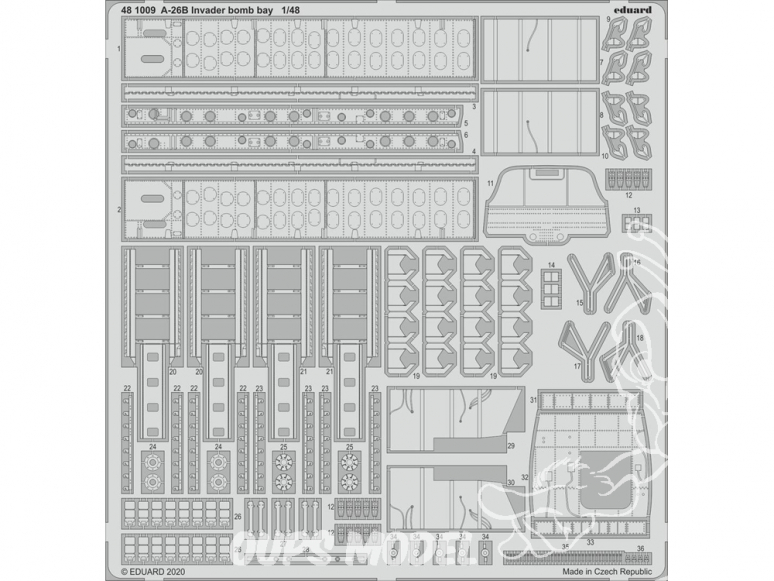 EDUARD photodecoupe avion 481009 Baie de bombes A-26B Invader Icm 1/48