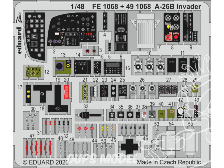 EDUARD photodecoupe avion FE1068 Zoom Amélioration A-26B Invader Icm 1/48