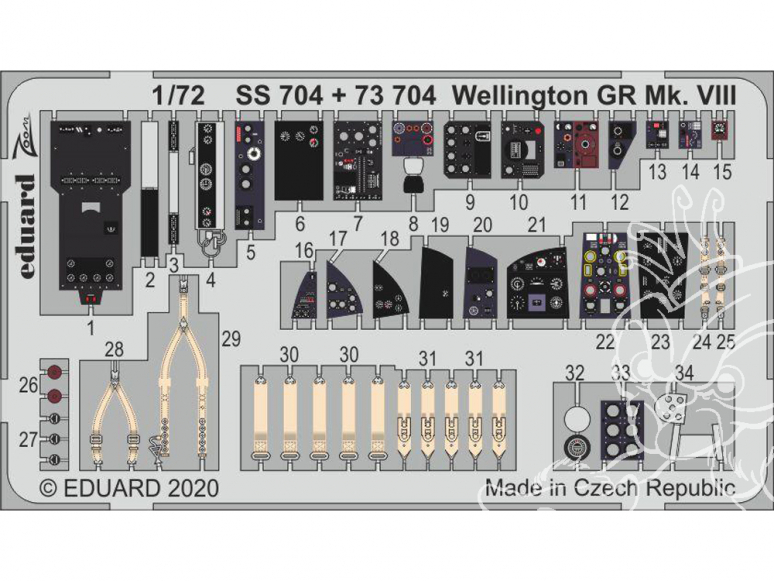 Eduard photodecoupe avion SS704 Zoom amélioration Wellington GR Mk.VIII Airfix 1/72