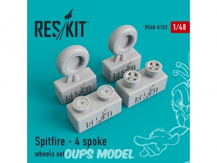 ResKit kit d'amelioration avion RS48-0103 Ensemble de roues Spitfire - 4 spoke 1/48