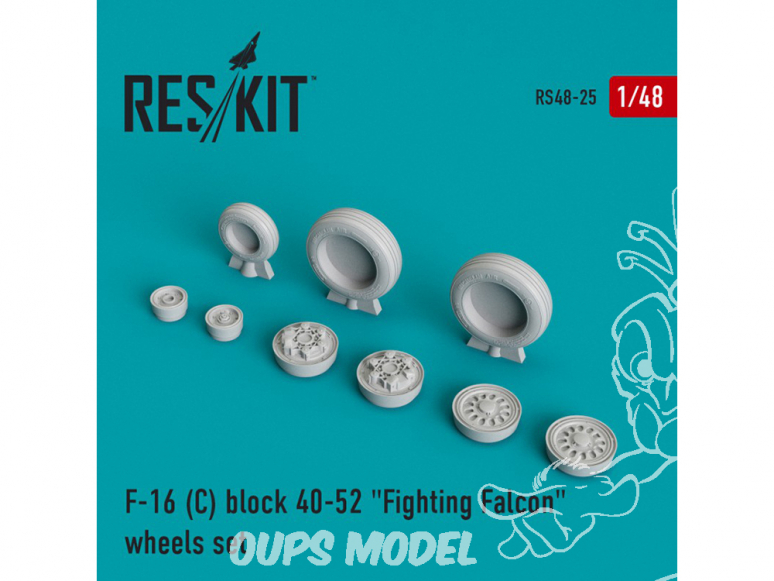 ResKit kit d'amelioration avion RS48-0025 Ensemble de roues F-16 (C) block 40-52 "Fighting Falcon" 1/48