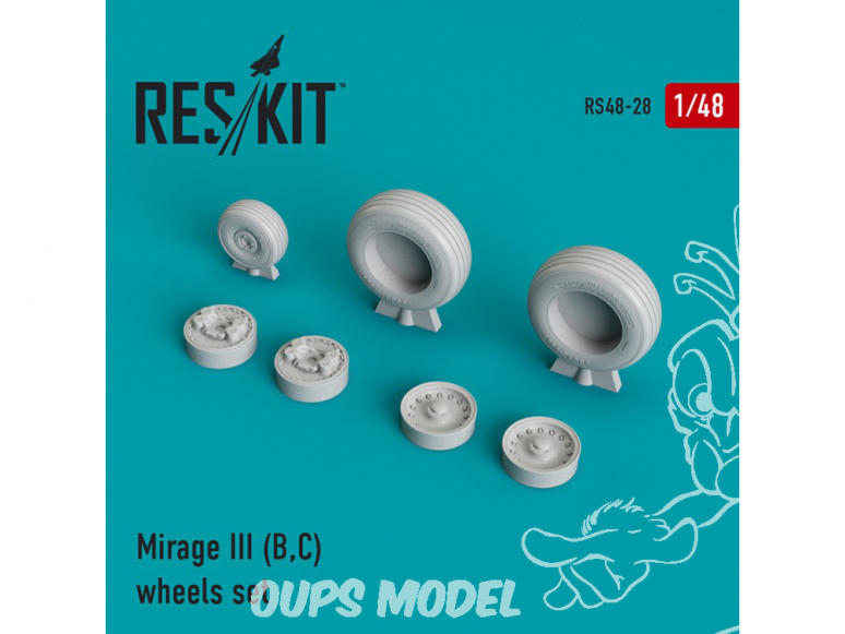 ResKit kit d'amelioration avion RS48-0028 Ensemble de roues Mirage III (B,C) 1/48