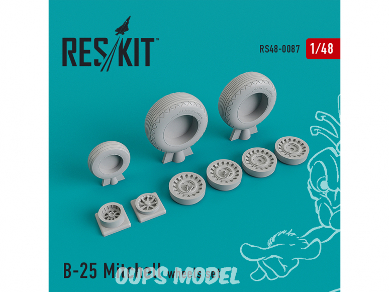 ResKit kit d'amelioration helico RS48-0087 Ensemble de roues B-25 Mitchell 1/48