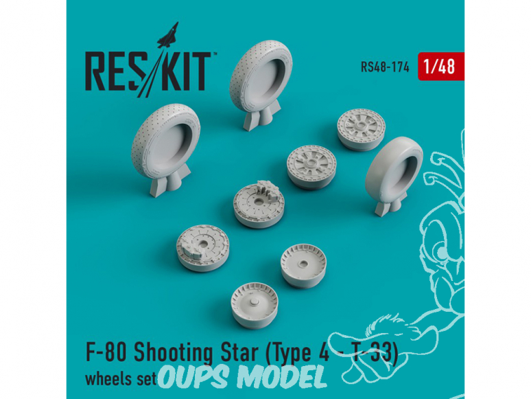 ResKit kit d'amelioration Helico RS48-0174 Ensemble de roues F-80 Shooting Star (Type 4 - Т-33) 1/48