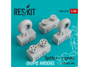 ResKit kit d'amelioration Avion RS48-0104 Ensemble de roues Spitfire - 5 spoke 1/48