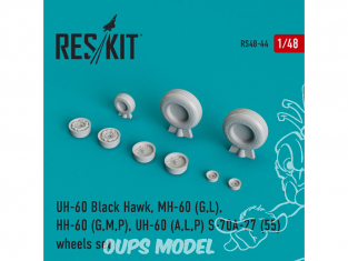 ResKit kit d'amelioration helico RS48-0044 Ensemble de roues UH-60 Black Hawk MH-60GL HH-60GMP UH-60ALP S-70A-27 (55) 1/48