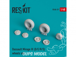 ResKit kit d'amelioration Avion RS48-0029 Ensemble de roues Mirage III (D/E/R/S) 1/48
