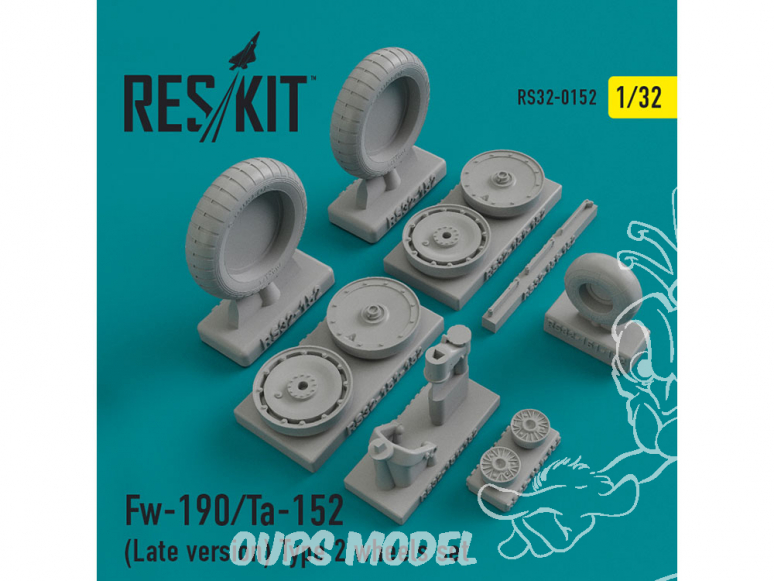 ResKit kit d'amelioration Avion RS32-0152 Ensemble de roues Fw-190/Ta-152 (Late version) Type 2 1/48