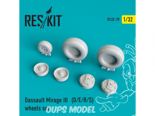 ResKit kit d'amelioration Avion RS32-0029 Ensemble de roues Mirage III (D/E/R/S) 1/48