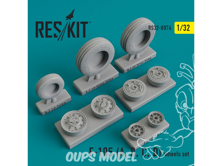 ResKit kit d'amelioration Avion RS32-0076 Ensemble de roues F-105 (A, B, C, D) Thunderchief 1/48