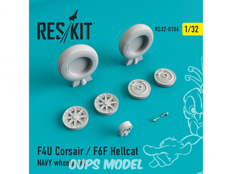 ResKit kit d'amelioration Avion RS32-0106 Ensemble de roues F4U Corsair / F6F Hellcat NAVY 1/48