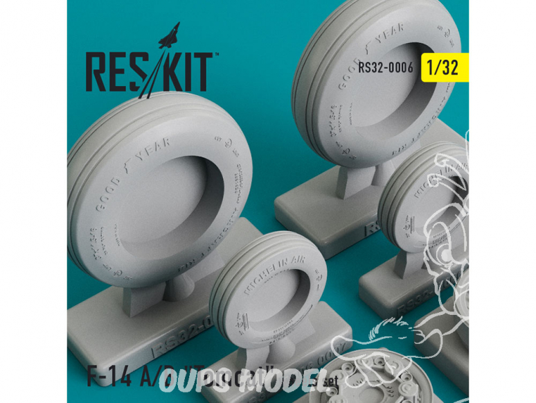 ResKit kit d'amelioration Avion RS32-0006 Ensemble de roues F-14 (A/B) "Tomcat" 1/48