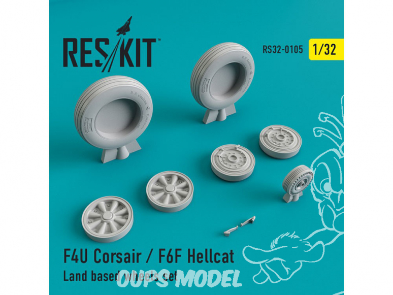 ResKit kit d'amelioration Avion RS32-0105 Ensemble de roues F4U Corsair / F6F Hellcat Terrestre 1/48