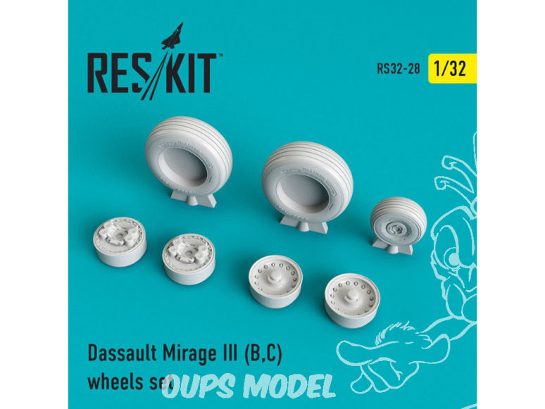 ResKit kit d'amelioration Avion RS32-0028 Ensemble de roues Mirage III (B,C) 1/48