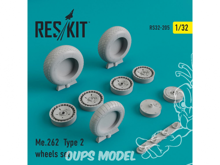ResKit kit d'amelioration Avion RS32-0205 Ensemble de roues Me.262 Type 2 1/48