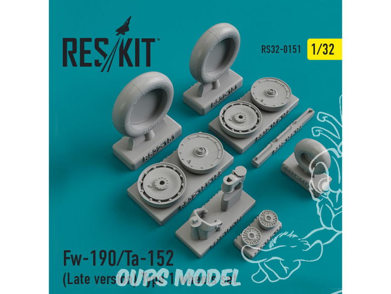 ResKit kit d'amelioration Avion RS32-0151 Ensemble de roues Fw-190/Ta-152 (Late version) Type 1 1/48