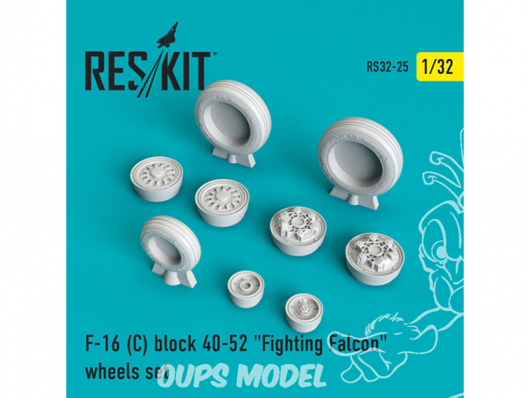 ResKit kit d'amelioration Avion RS32-0025 Ensemble de roues F-16 (C) block 40-52 "Fighting Falcon" 1/48