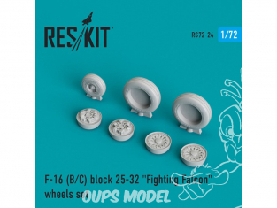 ResKit kit d'amelioration Avion RS72-0024 Ensemble de roues F-16 (B/C) block 25-32 "Fighting Falcon" 1/72