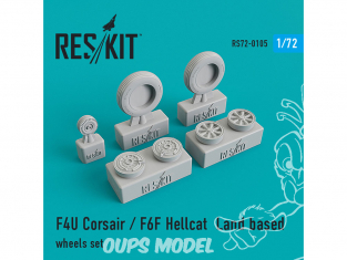 ResKit kit d'amelioration Helico RS72-0105 Ensemble de roues F4U Corsair / F6F Hellcat Terrestre 1/72