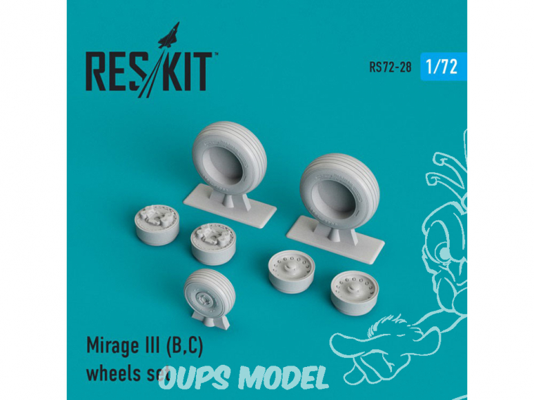 ResKit kit d'amelioration avion RS72-0028 Ensemble de roues Mirage III (B,C) 1/72