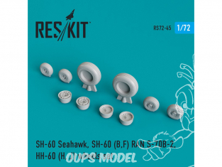 ResKit kit d'amelioration Helico RS72-0045 Ensemble de roues SH-60 Seahawk, SH-60 (B,F) RAN S-70B-2, HH-60 (H, J) 1/72