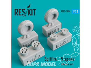 ResKit kit d'amelioration Avion RS72-0104 Ensemble de roues Spitfire - 5 spoke 1/72