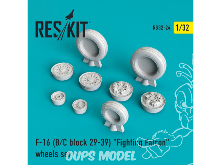 ResKit kit d'amelioration Avion RS32-0024 Ensemble de roues F-16 (B/C) block 25-32 "Fighting Falcon" 1/48