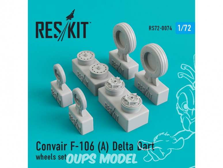 ResKit kit d'amelioration Avion RS72-0074 Ensemble de roues F-106 (А) Delta Dart 1/72