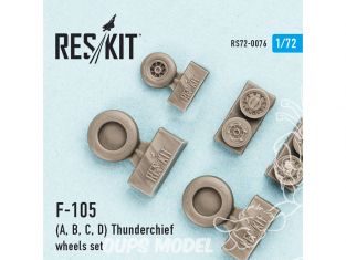 ResKit kit d'amelioration Avion RS72-0076 Ensemble de roues Republic F-105 (A, B, C, D) Thunderchief 1/72