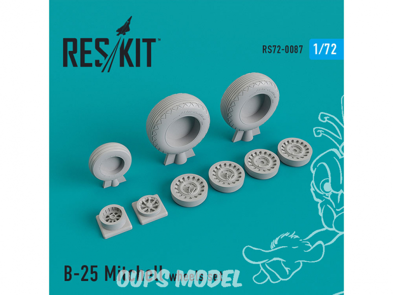 ResKit kit d'amelioration Avion RS72-0087 Ensemble de roues B-25 Mitchell 1/72