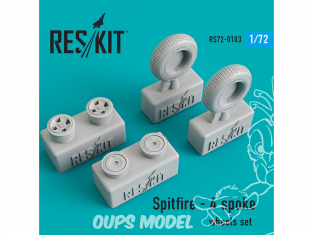 ResKit kit d'amelioration Avion RS72-0103 Ensemble de roues Spitfire - 4 spoke 1/72