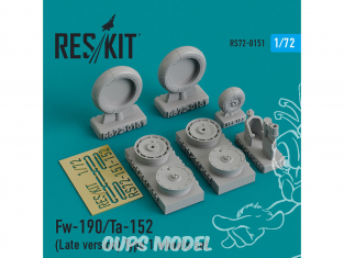 ResKit kit d'amelioration avion RS72-0151 Ensemble de roues Fw-190/Ta-152 (Late version) Type 1 1/72