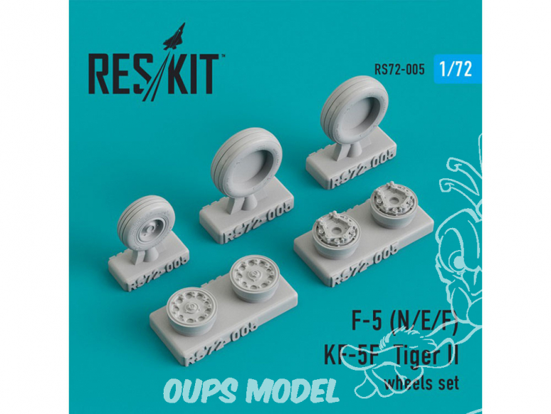 ResKit kit d'amelioration avion RS72-0005 Ensemble de roues F-5 (N/E/F), KF-5F Tiger II 1/72