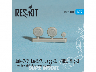 ResKit kit d'amelioration avion RS72-0031 Ensemble de roues Yak-7/9, La-5/7, Lagg-3, I-185, Mig-3 1/72