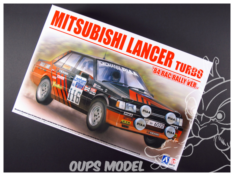 Beemax maquette voiture B24022 Mitsubishi Lancer Turbo 1984 RAC Version Rallye 1/24