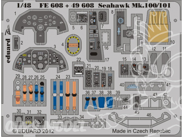 EDUARD photodecoupe avion 49608 Seahawk Mk100/101 1/48